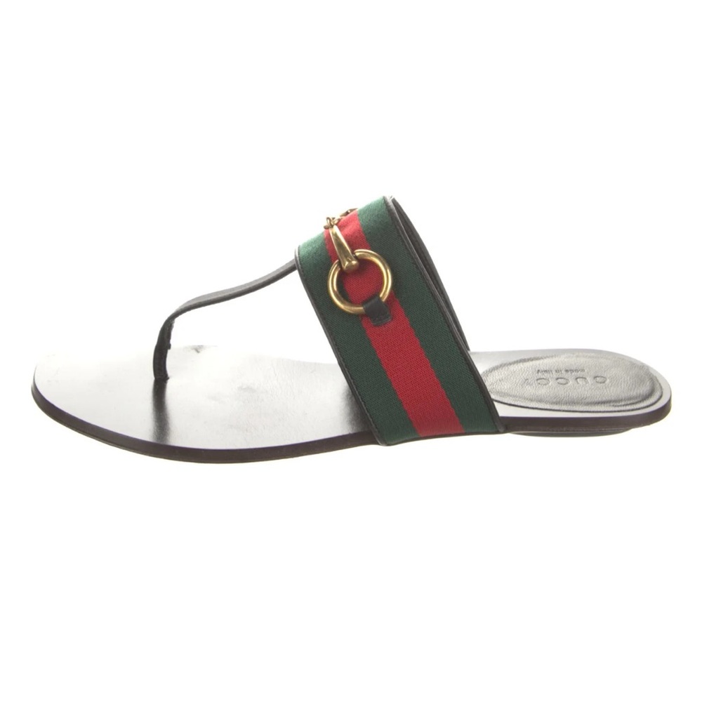 Gucci Leather Horsebit Thong Sandals 551 - Picture 2 of 5